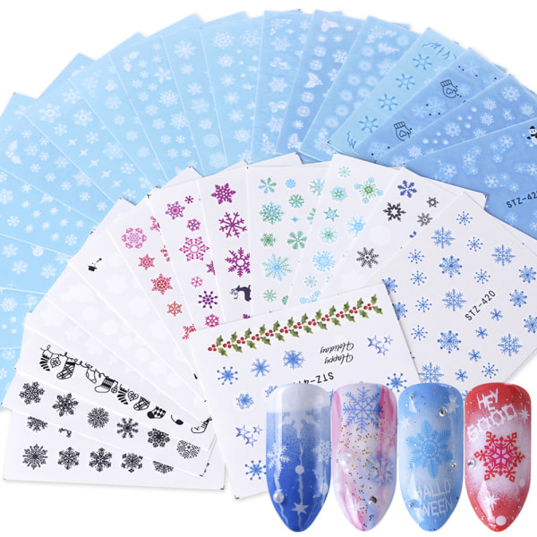 19 forskellige stilarter Water Transfer Stickers Vand Decal Nail Snow