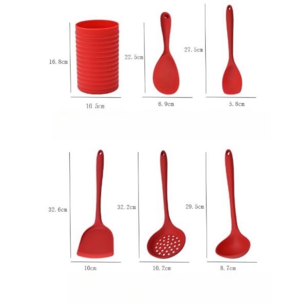 Sallads sked, non-stick värmebeständig hushållsspatel sked köksredskap. (Röd)