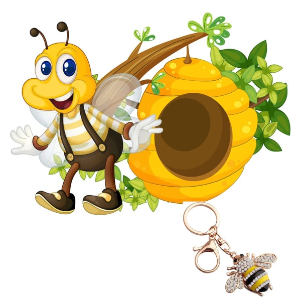Søt Crystal Yellow Bee Charm nøkkelring, smykker håndveske nøkkelring