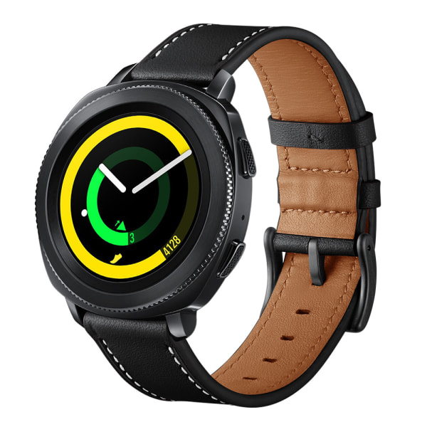 Læderrem, ægte læderrem, egnet til Samsung Watch 3/4, 22mm (sort)