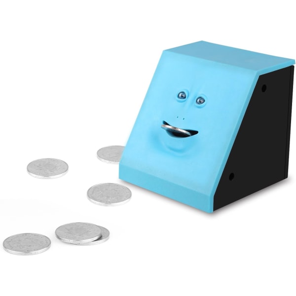 Ansiktsbank Mynt Manger Spargris Automatisk Pengar Sparande Box Nyhet Present Spardosa (Blå)