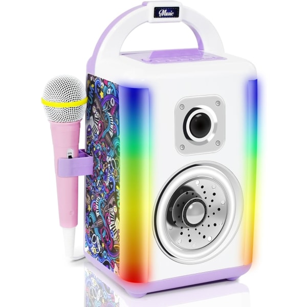 Karaoke-maskin for barn med 2 mikrofoner, avspillingsmikrofon for barn 3-5 år, sangmikrofonleketøy for småbarn, flott bursdagsgave for gutt