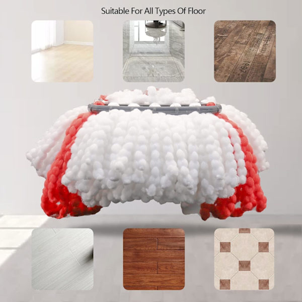 4 stk. Spin Mop Hoveder Udskiftninger Kompatibel med Vileda, O-Cedar Spin Mop, Nem Rengøring Genopfyldninger Mikrofiber Mop Hoveder, 360 Grader Nemt Vride Støv Mop H