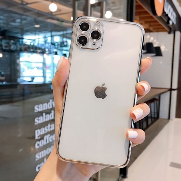 Lyxig galvaniserad ram Tpu mjukt telefonskydd Transparent fodral Passar till iPhone11promax-serien silver