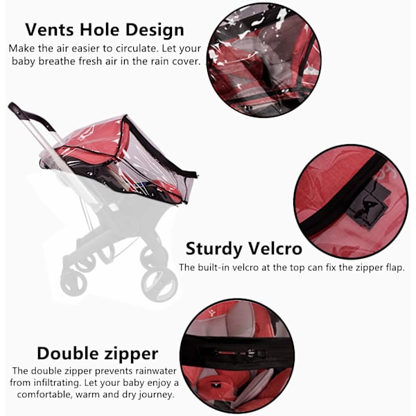Baby Stroller Carrier Regnjakke Kompatibel med Stroller  Catseat, Stroller Rejse Regnjakke Tilbehør, Spædbarn Barnevogn Buggy Ventileret Regn Vejr