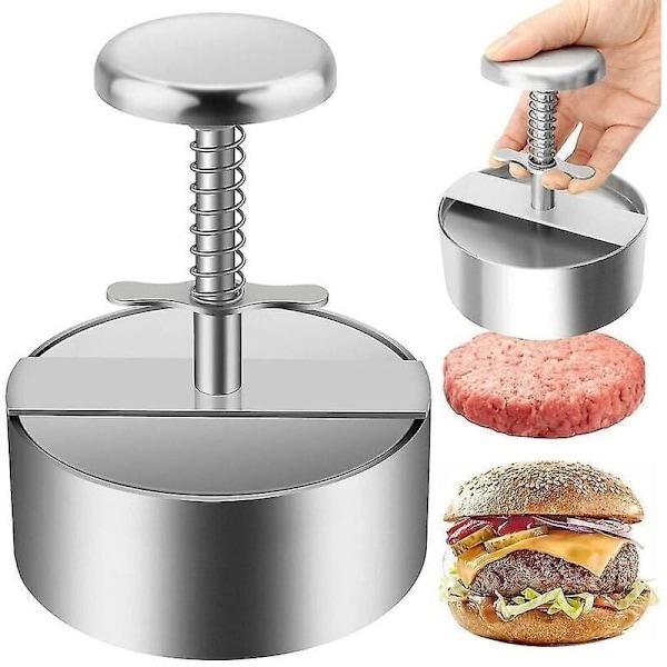 Hamburgarepress, form för malet kött i 304 rostfritt stål med skala för familjeträffar, sammankomster, grillar