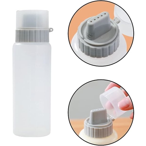 Etterfyllbar krydderbeholder med 5 hull og lokk (6 unser) krydderflaskedispenser Multihull kryddersprøyteflaske for ketchup majones must