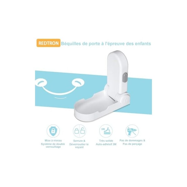 Baby Locking Safety Block Porte (forbedret), pakke med 2 børnesikkerhedslåse med 3M klæbemiddel, børnesikkerhedslåse