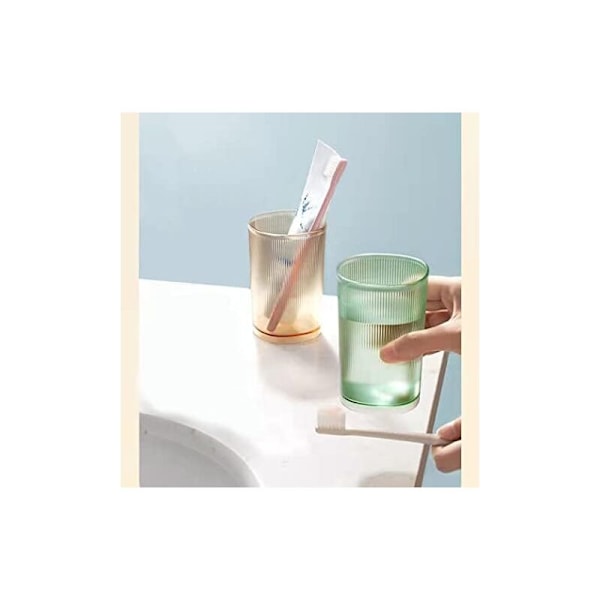 7x10,5 cm Set med 2 okrossbara glas, badrumsmuggar, tandborsthållare i plast, badrumsmuggar, sminkhållare, set med 2 dricksglas re-rail