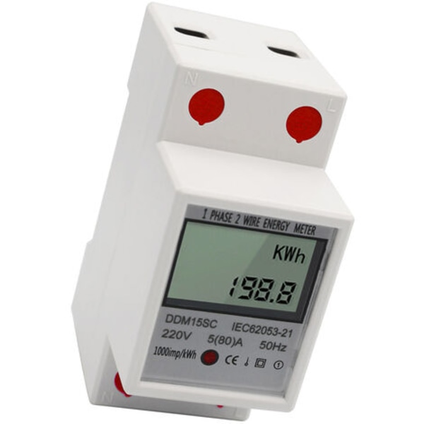 DDM15SC Enfasig Multifunktions Rail Meter Elektrisk Energimåler 220V/50Hz 5-80A（Har CE-certificering）