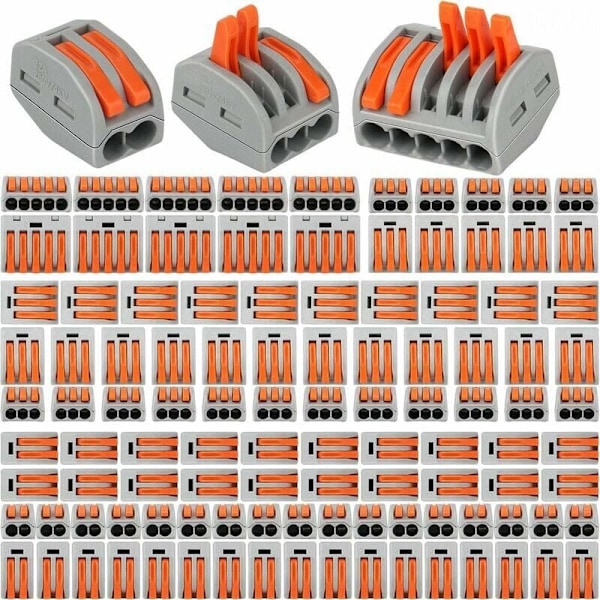 110 stk. Kompakte ledningskoblinger, elektriske koblingsblokker, 55 stk. 2-ports klemme/45 stk. 3-ports klemme/10 stk. 5-ports klemme (110 stk.)