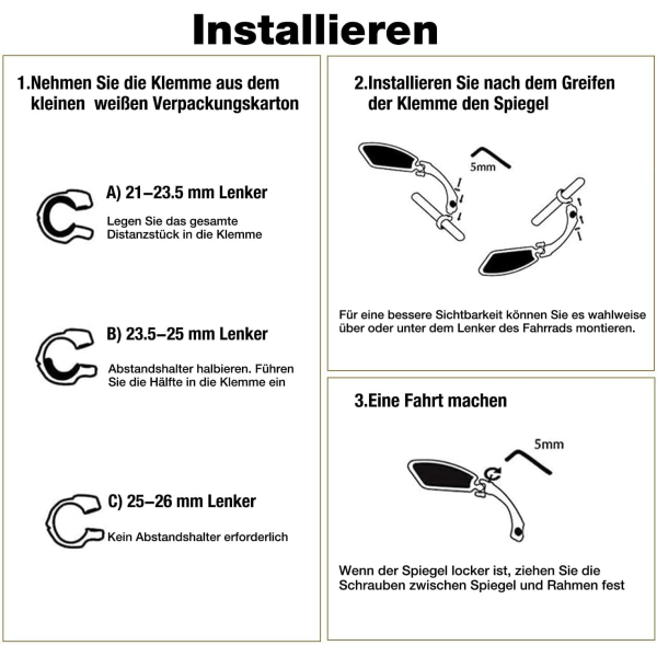 Rostfritt stål HD motorcykel backspegel (1 st vänster fyrkant) - Generation 2.0 cykel backspegel