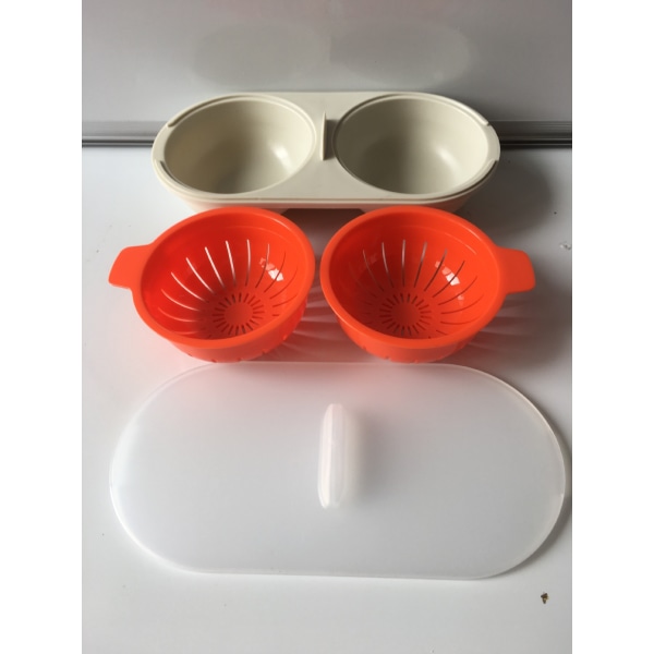Oransje Sil Egglekoker, Mikrobølgeovn Egglekoker, Non-Stick Egenskaper, Mikrobølgeovn Eggkopp, Dobbel Kopp Egglekoker