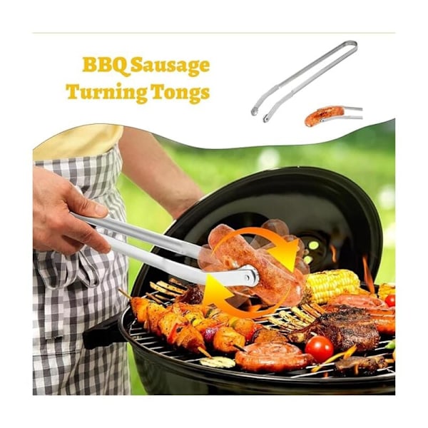 Grilltang, lang grilltang BBQ pølsetang Roulette til pølser med grillredskaber barbecue grillup grillup