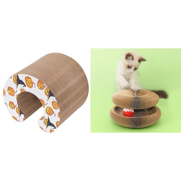 1 st kattklösträ med klocka, stor magisk orgel kattklösträbräda, kattklösträbräda, återvunnet wellpapper, kattleksak