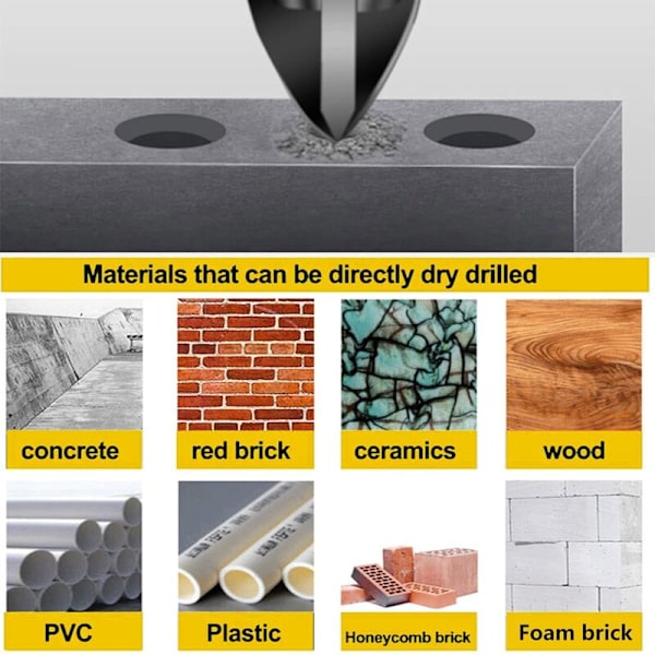 Sett med 7 bor fra 3 til 12 mm for fliser og glass, multi-bruk, i wolframkarbid, for porselen, keramikk, speil, betong, murvegg, glass