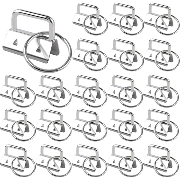 45 delar Material nyckelring, Metall DIY remsvansklämma med ring, Nyckelhållare tång Armband Laniere för handgjorda väskor (silver)