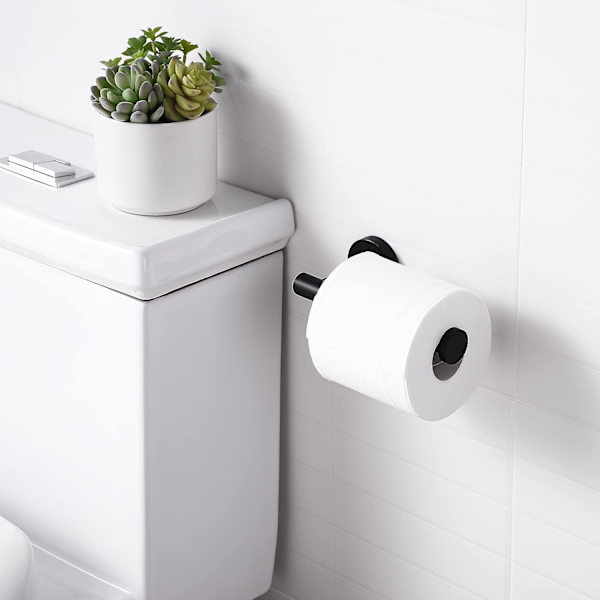 Sort Toiletpapirholder i Rustfrit Stål til Vægmontering til Badeværelse