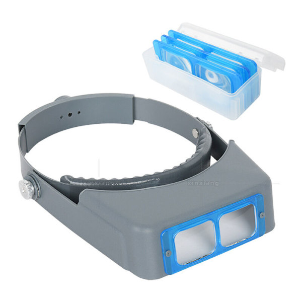 Päässä pidettävä suurennuslasi, ammattimainen korusuurennuslasi, handsfree-lukusuurennuslasi, jossa 4 vaihdettavaa linssiä, 1,5X, 2,0X, 2,5X, 3,5X suurennos