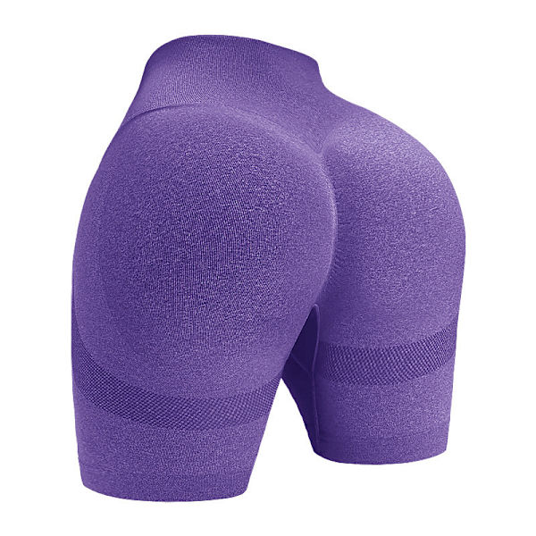 Naisten takapuolta nostava shorts korkeavyötäröinen treeni pyöräilyshortsit rypytys booty jooga shortsit kuntoilutrikoot (violetti)