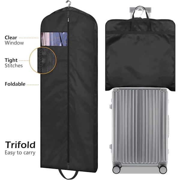 3 stk. 60*153cm bryllup smoking håndholdt foldbar jakkesæt cover tøj støv cover støvpose frakke cover hængende opbevaring