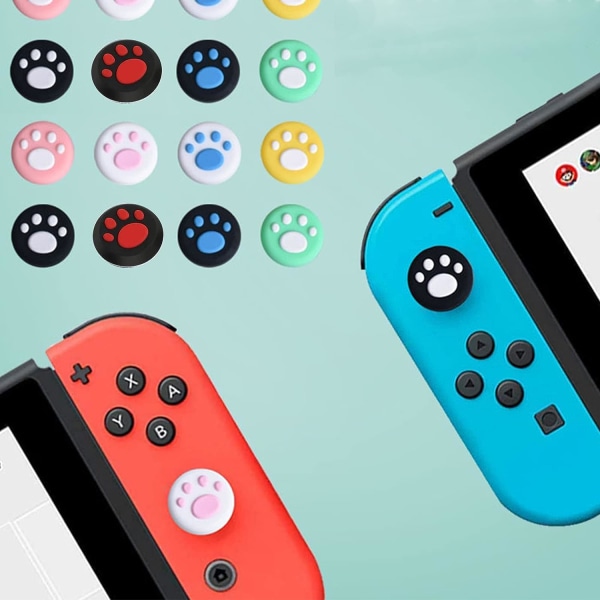 16 Switch Thumb Handle Covers (Multi color), Game Handle Covers Silicone Analog Rocker Covers Kawaii Game Handle Covers Replacement Thumb Handle Cov