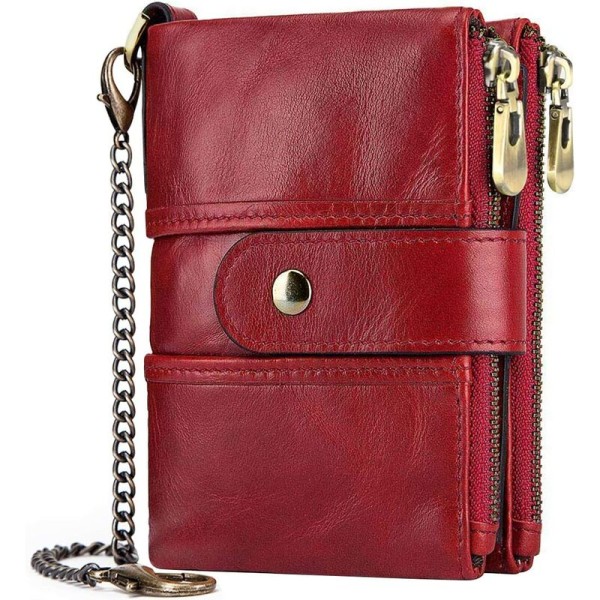 Companion Women's Wallet Genuine Leather RFID Blocking Women's Coin Purse Zipper Closure 16 Card Slots, Small Coin Purse Women's Card Holder with Ch