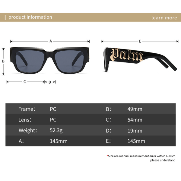 Punkbriller med lille stel - sorte, nye retrosolbriller, premium F