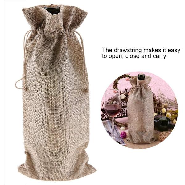 (Beige) 12 stk, Størrelse: 15*35 cm, Vinflaskepose Julegavepose Vinflaskestopper Borddekorasjon for bryllup bursdagsfeiring