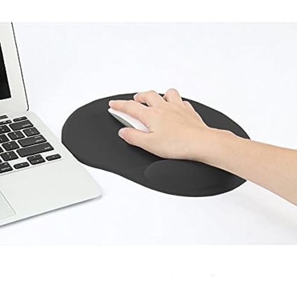 (Sort) Musemåtte, behagelig og ergonomisk håndledsstøtte til bærbar computer, skrivebord, kontor, spil