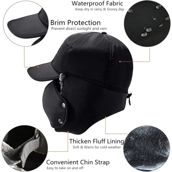 Vinter Trapper Hat Anti Wind Aviator Cap Vinter Chapka Øre Klap Trapper Bomber Caps Beanies Hatte Øre Klap Varm Cap til