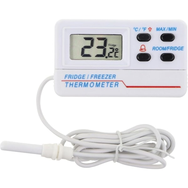 Digital kyl- eller frysskåpstermometer - med alarm - Max min funktion - 1,2 m kabel