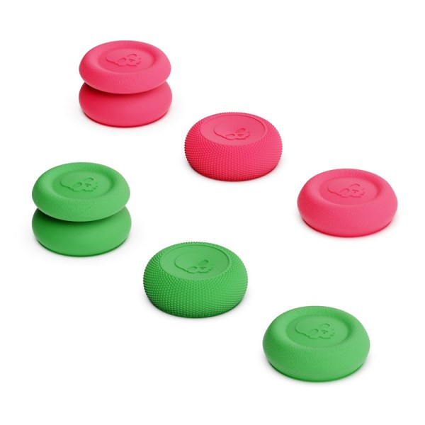 3 par (6 stycken) kontrollerskin - rosa och grön, kompatibel med PS4/PS5 handtag, CQC och FPS tumhandtag joystick-skydd, analog joystick