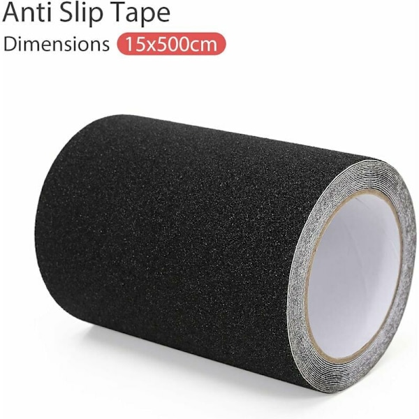 Halkskyddsband, hög friktion, få limrester, bättre grepp, friktion, slipande tejp för trappor, säkerhet, trappstege, interiör, exteriör, svart