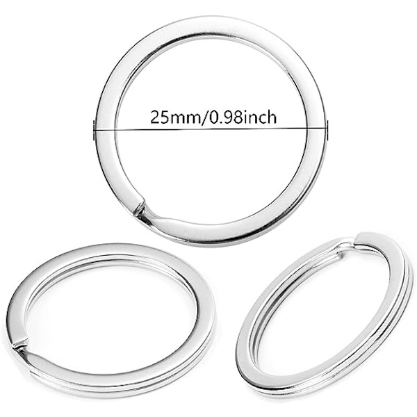 20 kappaletta 304 ruostumattomasta teräksestä valmistettuja avainrenkaita, 25 mm:n avainrenkaita ja 30 mm:n avainrenkaita, litteitä avainrenkaita, sopii kaikenlaisiin avaimiin, tee-se-itse-töihin, askarteluun (ruostumaton teräs)