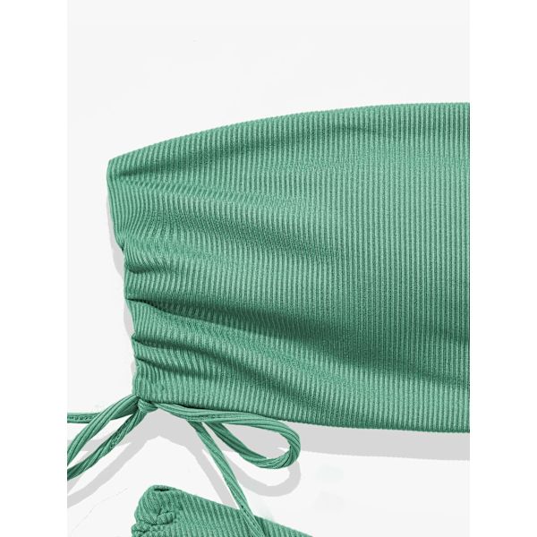 Kvinners 2-delt Bandeau badedrakter Tie Side Ribbed Bikini M