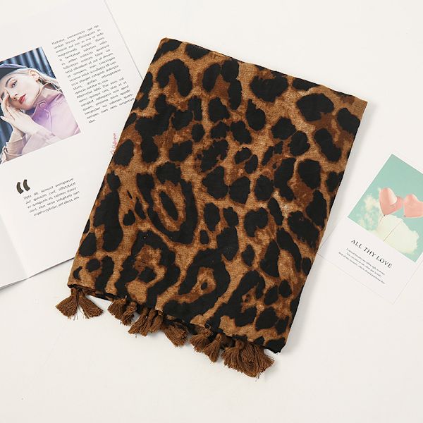 Moderigtig vintersjal, tørklæde til kvinder, tørklæde til kvinder, viskose, sexet leopardprint, prikket kvast tørklæde, firkantet tørklæde