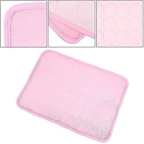 Køleunderlag til hunde, kølepude, vaskbar kølig silkekølepude til kennel, sofa, seng, pink（S）