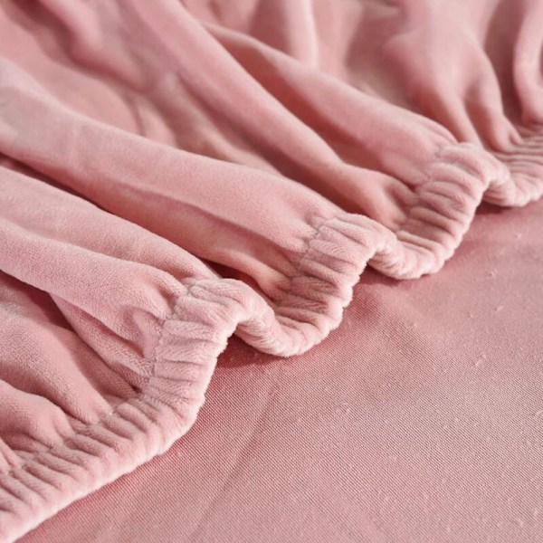 Sektionssofabetræk 1 stk. i strækbart fløjl i form af det l-formede elastiske sofabetræk med 2 pudebetræk (pink fløjl)