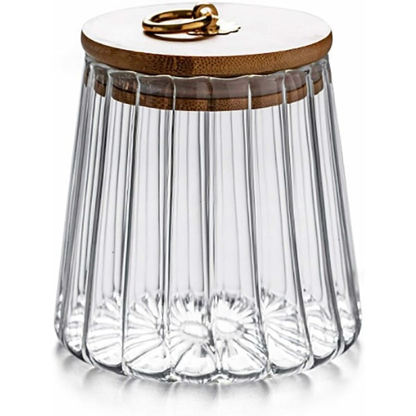 Glas Kaffe Nødder Lufttæt Opbevaringsglas Kronblad Dekorativ Beholder med Bambuslåg Nemt Greb Metalhåndtag 700ml (23oz)
