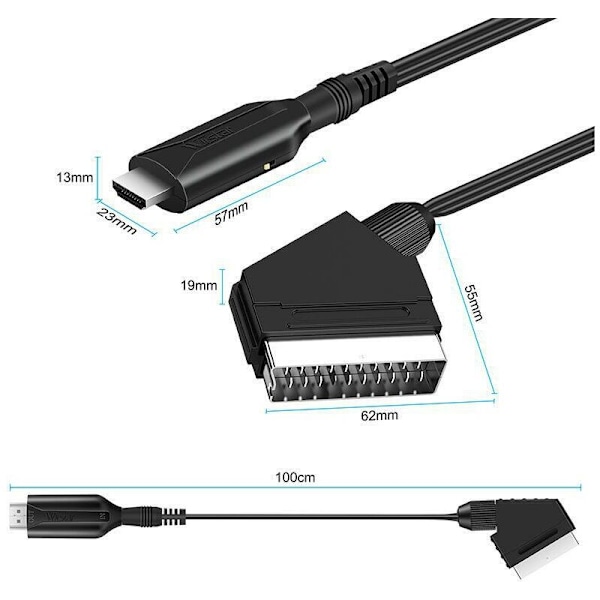 1 KPL SIGLY-SOVITIN HDMI:HEN, SCART HDMI:HEN HDMI-kaapelilla, Scart–HDMI-muunnin, Full HD -televisiolle 720p/1080p, video ja ääni Sky Blu-Ray STB X:lle