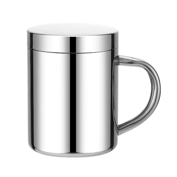 Camping Mug Kaffeemugge Kopp Dubbelväggig Rostfritt Stål Drickmugg med Lock för Hemma Kontor Camping Picknick(300ml)