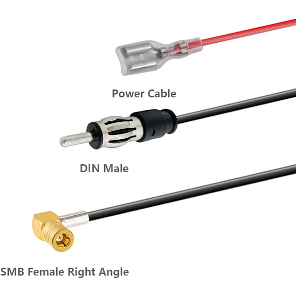 Dab Dab+ Auton Radioantenni FM/AM Radioantenni Auton Kattoantenni Vahvistinsovitin SMB DIN:iin RG174 5M 16.4ft Kaapelilla