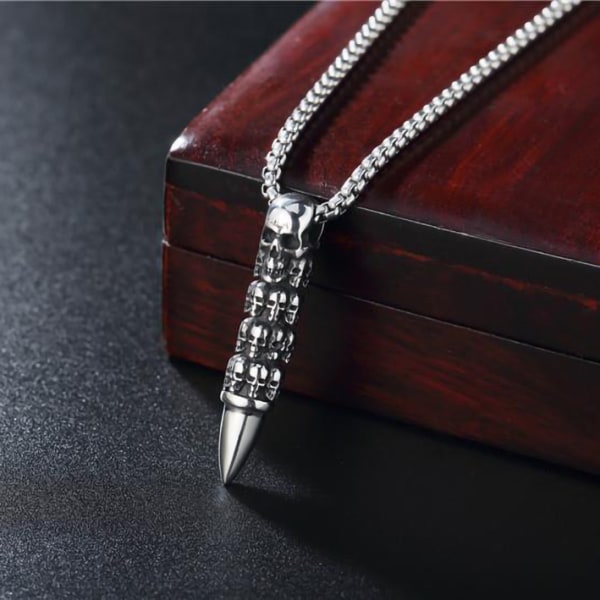 Mænds Punk Skelet Kæde Vedhæng, Guldbelagt, Rustfrit Stål, Titanium Stål Vedhæng Halskæde