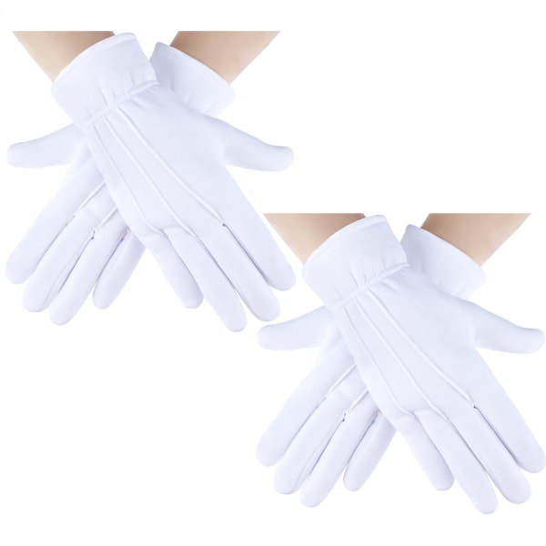 White Marching Band Parade Glove Bomullshandskar för män Cosplay Santa Gloves Formell klänning Handskar Service Inspektionshandskar