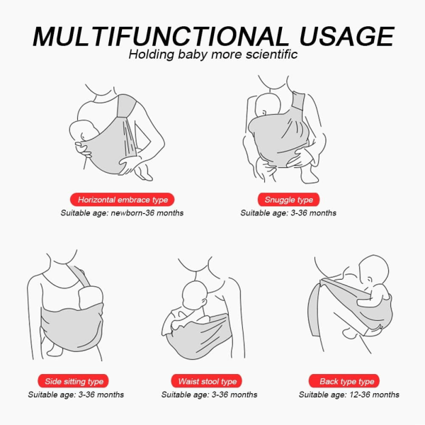 Vita lakan (andningsbar version) + sele ring Baby carrier Justerbar multifunktionell för babyvård Baby carrier för småbarn
