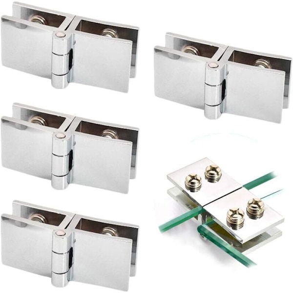 4 stk. 180° Glassdørhengsel, Glassdørhengsel, Sink Legering Glassdørhengsel, Clip-on Glassdør, Enkel Installasjon og Holdbar for Utstillingsskap, Vinskap