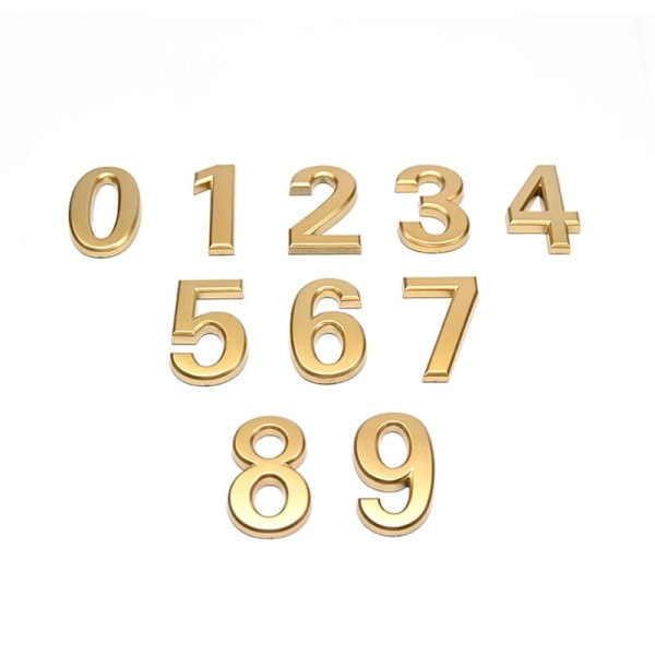 3D Dörrnummer - 70 CM - Premium Borstad Plast - Blank Guld Effekt - Extra Starkt Lim - Dörr, Gata, Husnummer