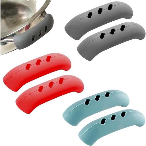 3 par silikone grydehåndtag redskaber Køkken varmeholder ærmehåndtag Hot Pot varmeisolerede beskyttelseshåndtag Aftagelige madlavningsgryde