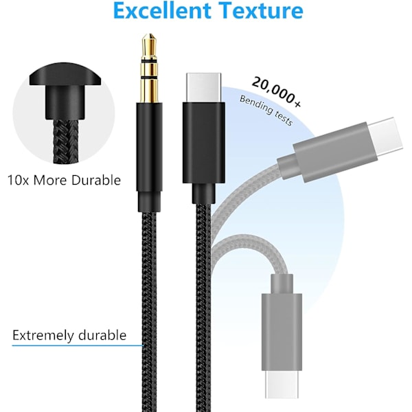 USB C - 3,5 mm:n Aux-kaapeli, USB C - Aux-liitäntäkaapeli auto- ja puhelinkäyttöön, ääniliitäntäsovitin yhteensopiva Samsung Galaxy S22 S21 S20 Note 20/10+ A73 A53:n kanssa,